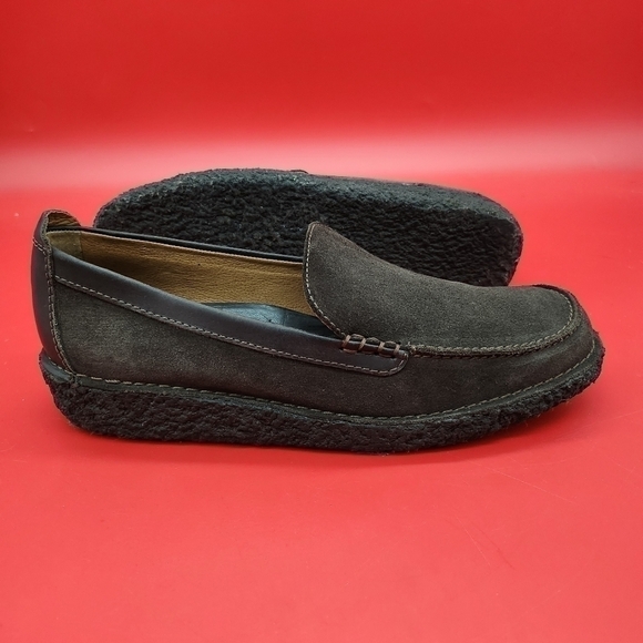 Lands’ End Brown Suede Leather Loafers Crepe Sole Women's 9M Made in Brazil - Picture 9 of 13
